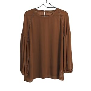 SACOOR Brothers women's brown chiffon long sleeve blouse size L